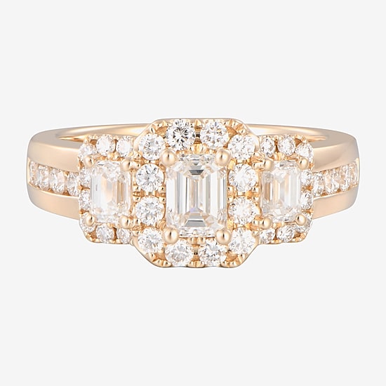 Love Lives Forever (F / Vs2) Womens 1 1/2 CT. T.W. Lab Grown White Diamond 14K Gold 3-Stone Bypass  Engagement Ring
