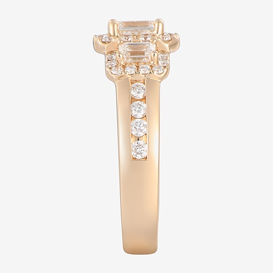 Love Lives Forever (F / Vs2) Womens 1 1/2 CT. T.W. Lab Grown White Diamond 14K Gold 3-Stone Bypass  Engagement Ring