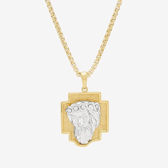 Jesus Christ Mens 18K Gold Over Silver 22 Inch Pendant Necklace