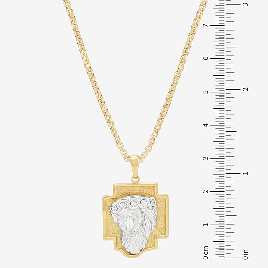 Jesus Christ Mens 18K Gold Over Silver 22 Inch Pendant Necklace