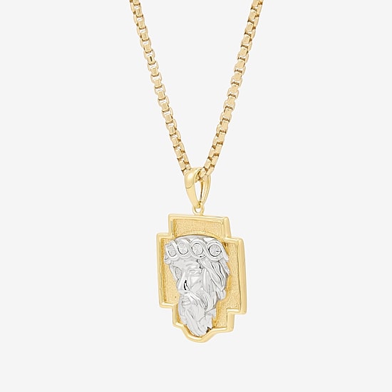 Jesus Christ Mens 18K Gold Over Silver 22 Inch Pendant Necklace