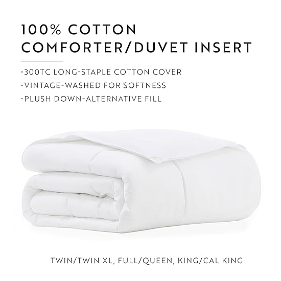 Casual Comfort 100% Cotton Down Alternative Comforter and Duvet Insert