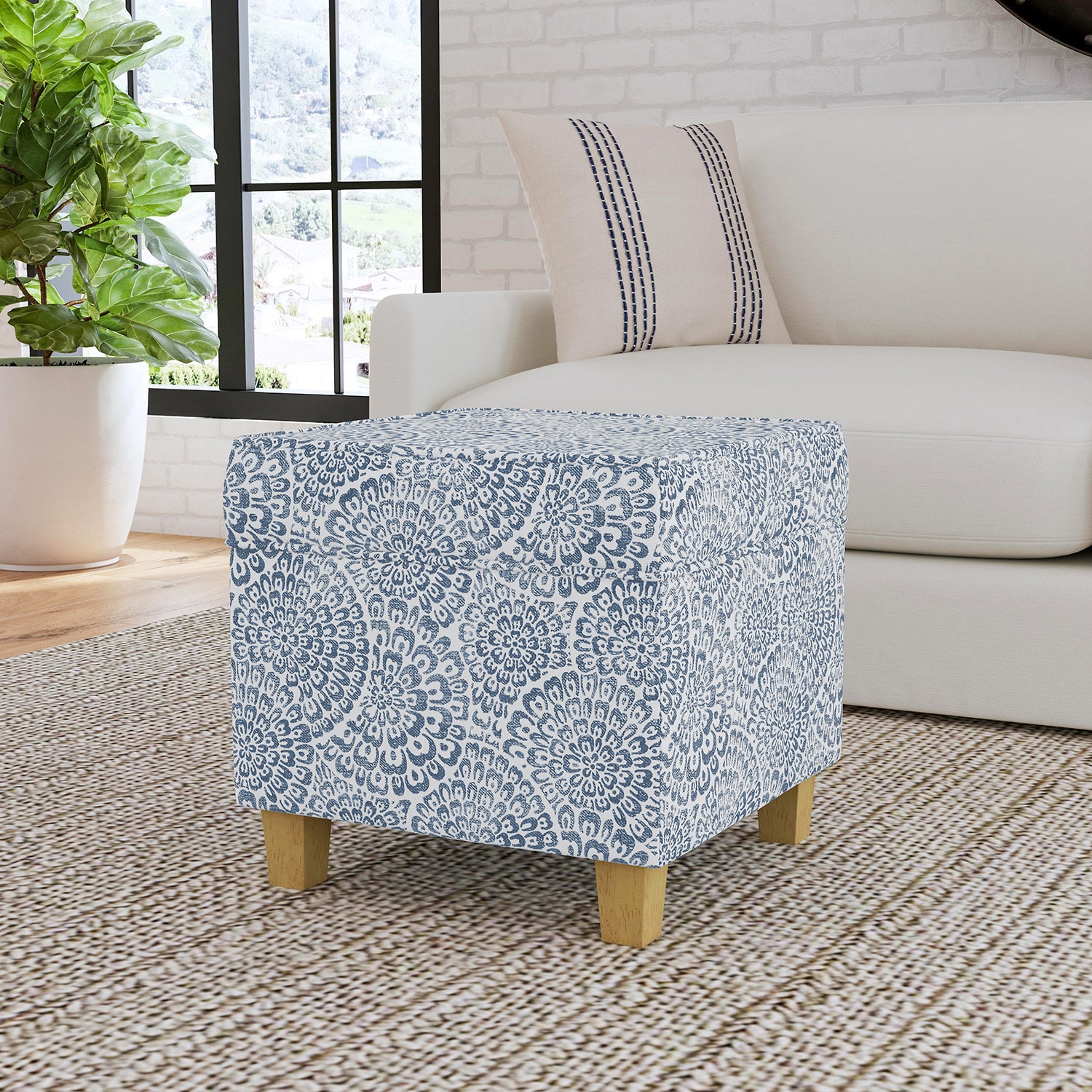 HOMEPOP Homepop Storage Lift-Top Upholstered Floral Ottoman
