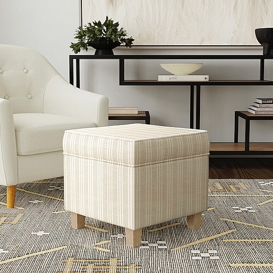 HOMEPOP Homepop Storage Lift-Top Upholstered Striped Ottoman