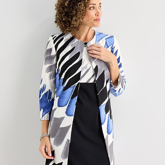 Danny & Nicole Womens Midi Fitted Abstract Jacket Dress