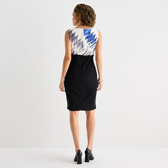 Danny & Nicole Womens Midi Fitted Abstract Jacket Dress