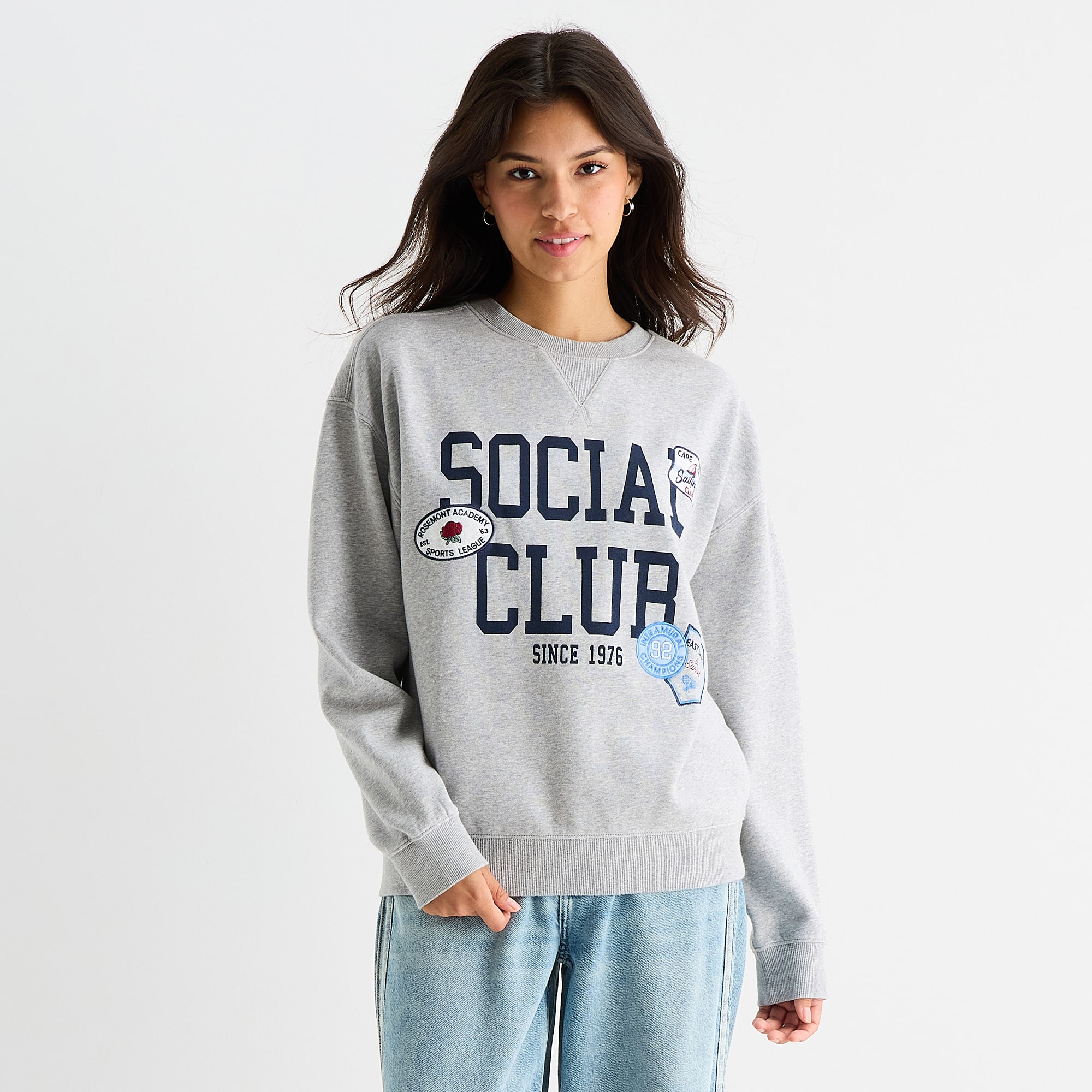 Arizona Womens Juniors Crew Neck Long Sleeve Sweatshirt