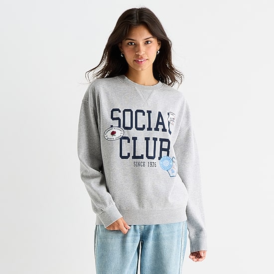 Arizona Womens Juniors Crew Neck Long Sleeve Sweatshirt
