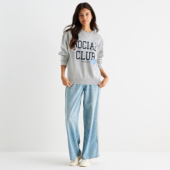 Arizona Womens Juniors Crew Neck Long Sleeve Sweatshirt
