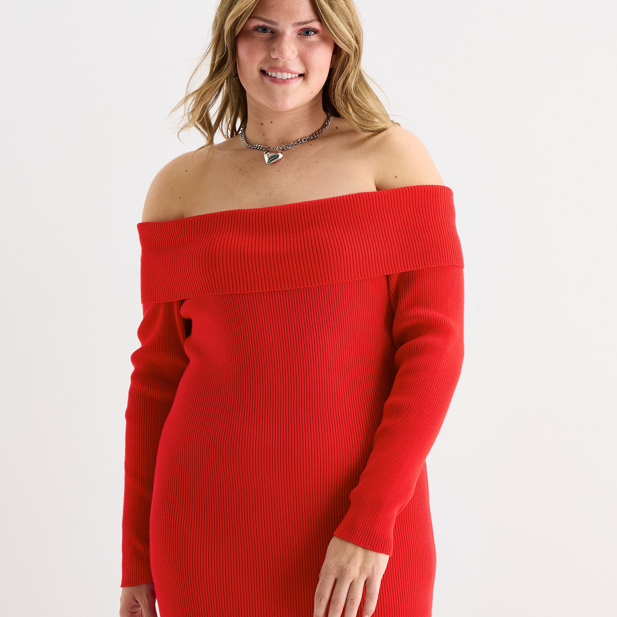 Forever 21 Womens Juniors Plus Long Sleeve Midi Sweater Dress
