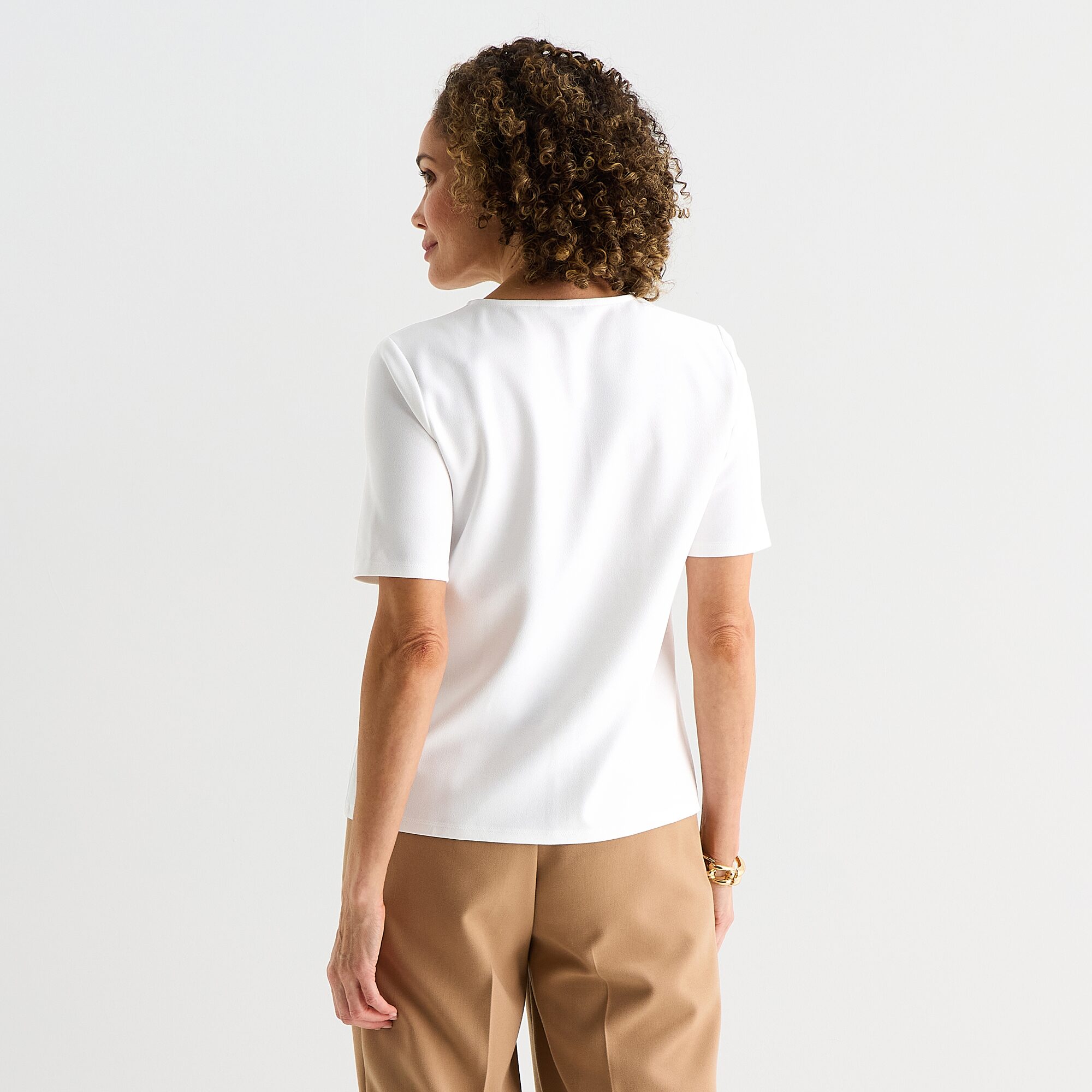 Liz Claiborne Womens Keyhole Neck Short Sleeve Blouse