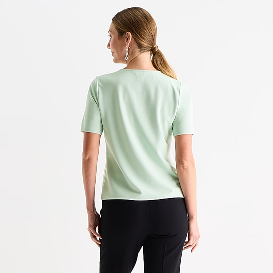 Liz Claiborne Womens Keyhole Neck Short Sleeve Blouse