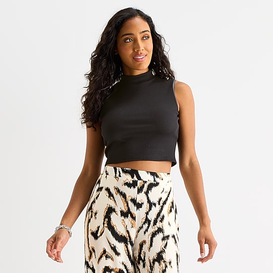 Bold Elements Womens Sleeveless Mock Neck Top