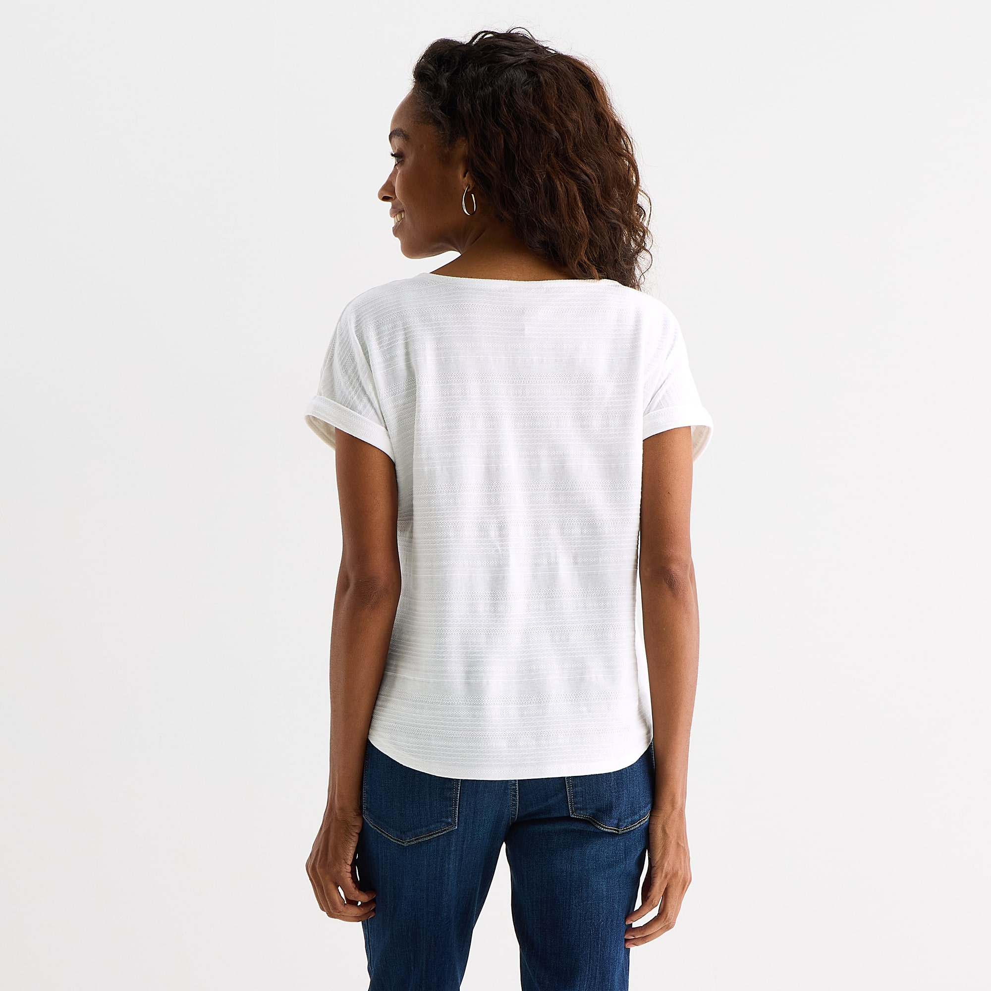 St. John's Bay Womens V Neck Textured Short Sleeve Blouse