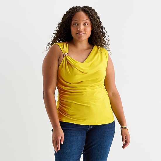 Bold Elements Womens Plus Cowl Neck Sleeveless Blouse