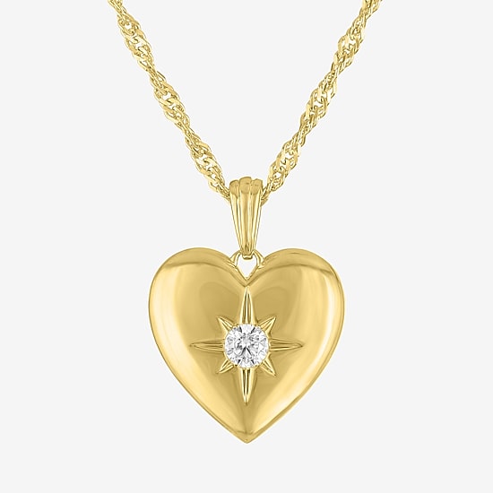Diamond Addiction G-H / Si2-I1 Womens 1/7 CT. T.W. Lab Grown White Diamond 14K Gold Over Silver Heart 18 Inch Pendant Necklace