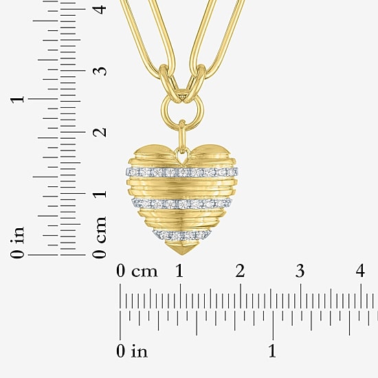 Diamond Addiction (G-H / Si2-I1) Womens 1/5 CT. Lab Grown White Diamond 14K Gold Over Silver Heart 18 Inch Pendant Necklace