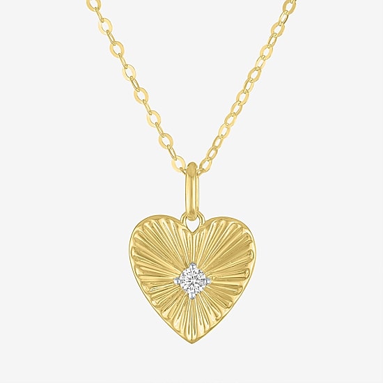 Diamond Addiction G-H / Si2-I1 Womens 1/10 CT. T.W. Lab Grown White Diamond 14K Gold Over Silver Heart 18 Inch Pendant Necklace