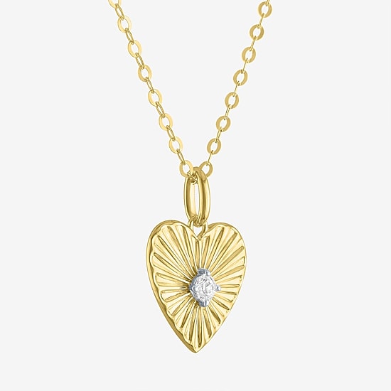 Diamond Addiction G-H / Si2-I1 Womens 1/10 CT. T.W. Lab Grown White Diamond 14K Gold Over Silver Heart 18 Inch Pendant Necklace