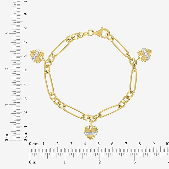 Diamond Addiction G-H / Si2-I1 Womens 1/7 CT. T.W. Lab Grown White Diamond 14K Gold Over Silver Heart Charm Bracelet