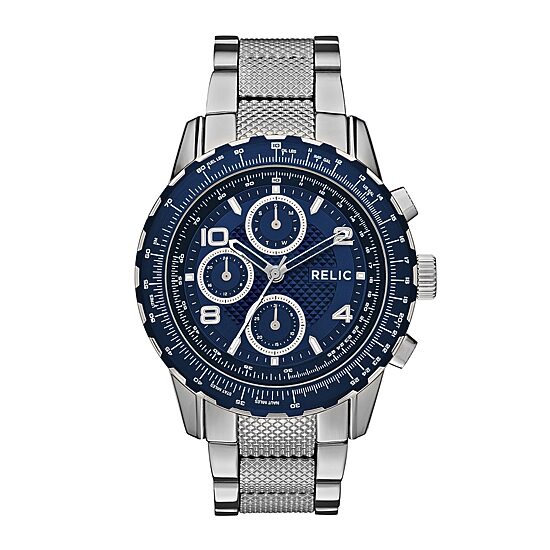 Relic® Mens Silver Blue Zr15817 Watch