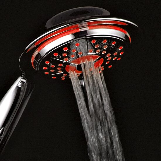 PowerSpa® All-Chrome LED Handheld Shower with Air Jet LED Turbo Pressure-Boost Nozzle Technology
