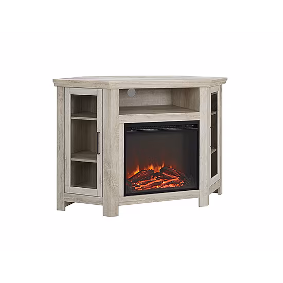 48" Wood Corner Fireplace Media TV Stand Console