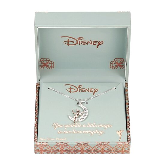 Disney Classics Womens Crystal Pure Silver Over Brass Moon 18 Inch Pendant Necklace