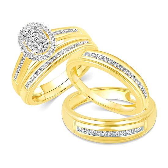 10K Gold Oval His and Hers Ring Sets