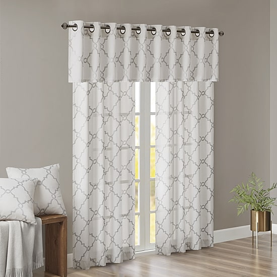 Madison Park Westmont Fretwork Print 50"W X 18"L Grommet Top Tailored Valance