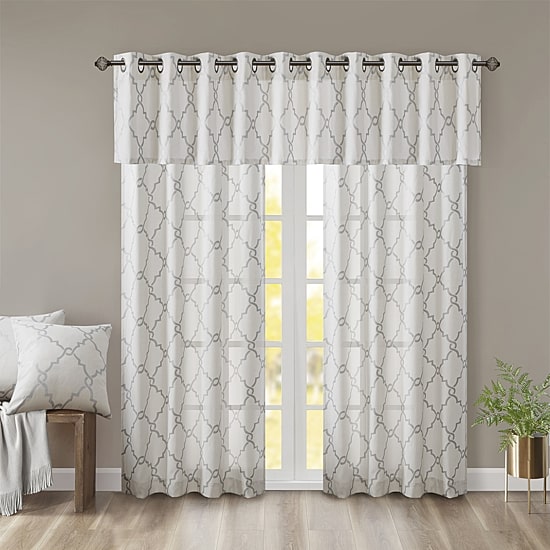 Madison Park Westmont Fretwork Print 50"W X 18"L Grommet Top Tailored Valance