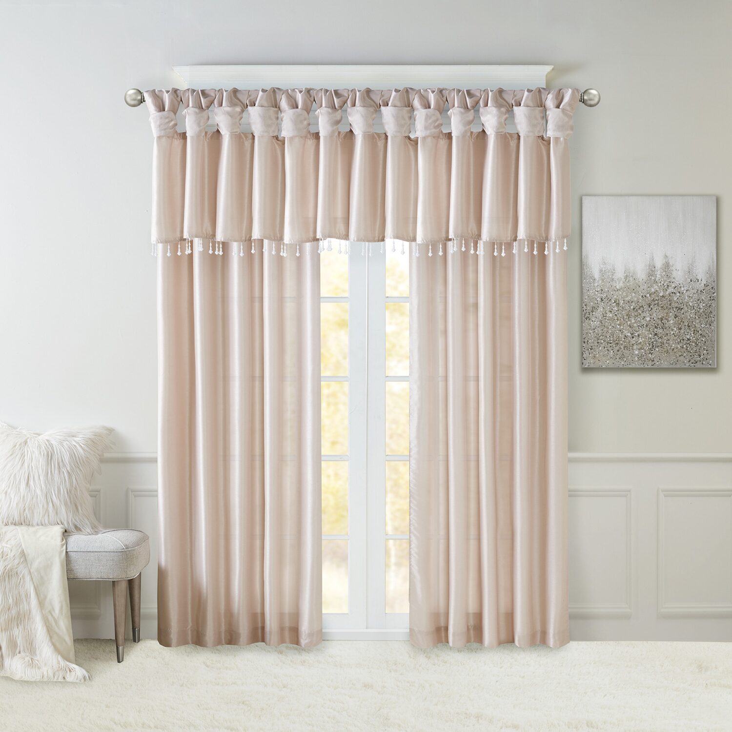 Madison Park Natalie 50"W X 26"L Lightweight Twisted Tab Top Tailored Valance