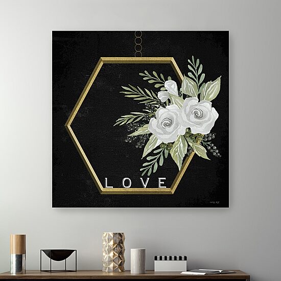 Lumaprints Geometric Hexagon Muted Floral Giclee Canvas Art