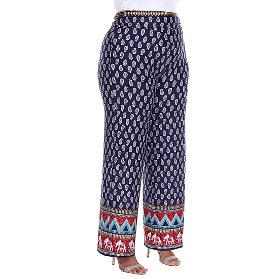 White Mark Womens Plus Mid Rise Wide Leg Palazzo Pant