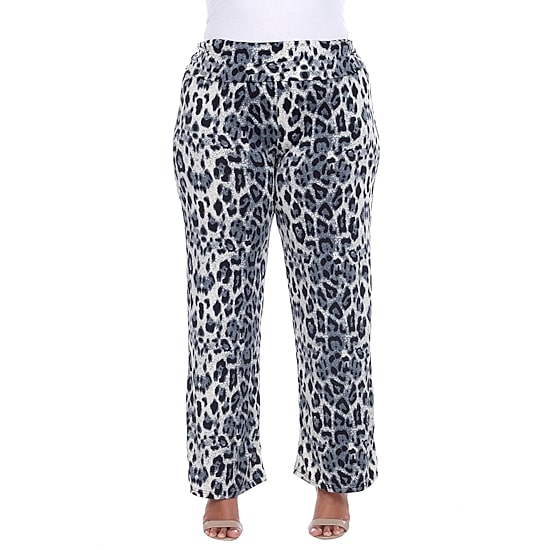 White Mark Womens Plus Mid Rise Wide Leg Palazzo Pant