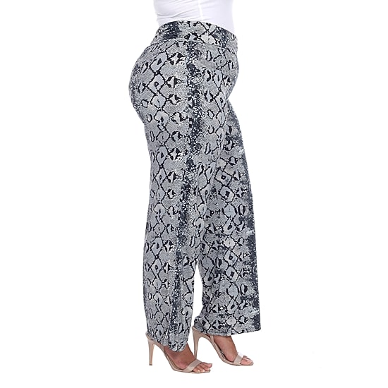 White Mark Womens Plus Mid Rise Wide Leg Palazzo Pant