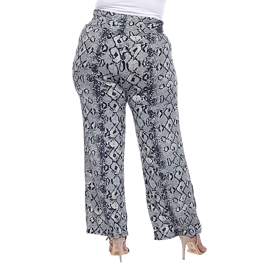 White Mark Womens Plus Mid Rise Wide Leg Palazzo Pant