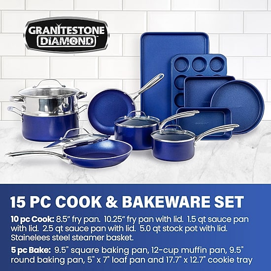 Granitestone 15-pc. Non-Stick Cookware Set