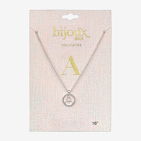 Bijoux Bar Delicates Initial Womens 16 Inch Pendant Necklace