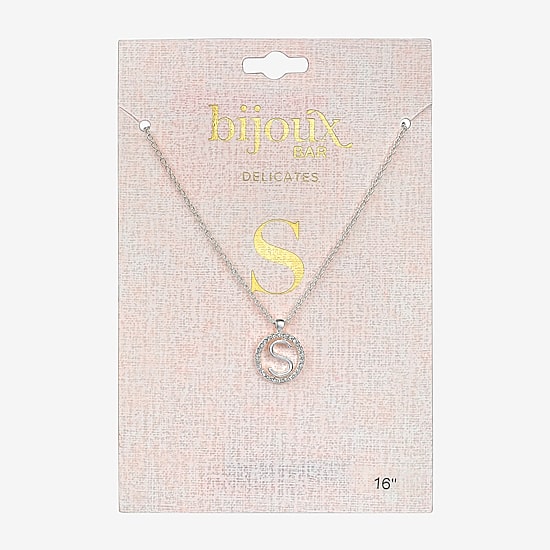 Bijoux Bar Delicates Initial Womens 16 Inch Pendant Necklace