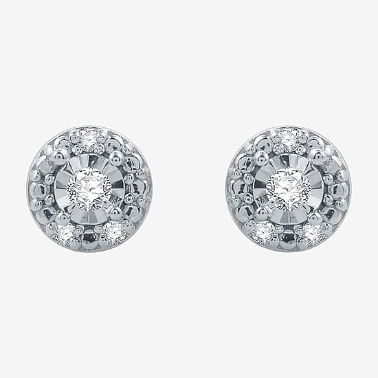 (G / Si2-Si3) Diamond Accent Lab Grown White Diamond Sterling Silver 4.8mm Round Stud Earrings