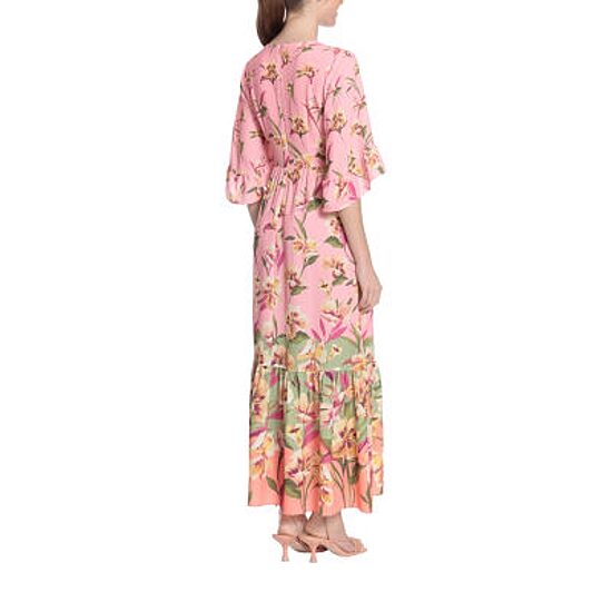 London Style Short Sleeve Floral Maxi Dress