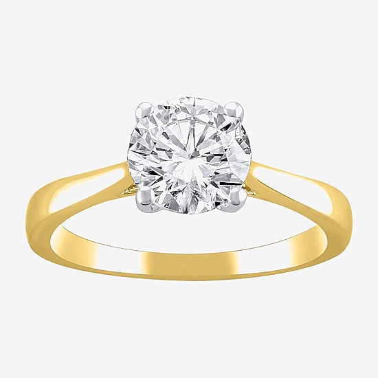 (H-I / Si2) Womens 1 1/2 CT. Lab Grown White Diamond 14K Gold Round Solitaire Engagement Ring
