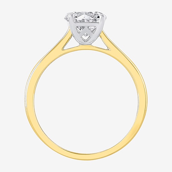(H-I / Si2) Womens 1 1/2 CT. Lab Grown White Diamond 14K Gold Round Solitaire Engagement Ring