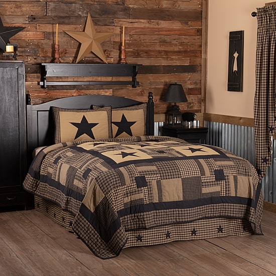 VHC Brands Country Check Star Reversible Quilt Set