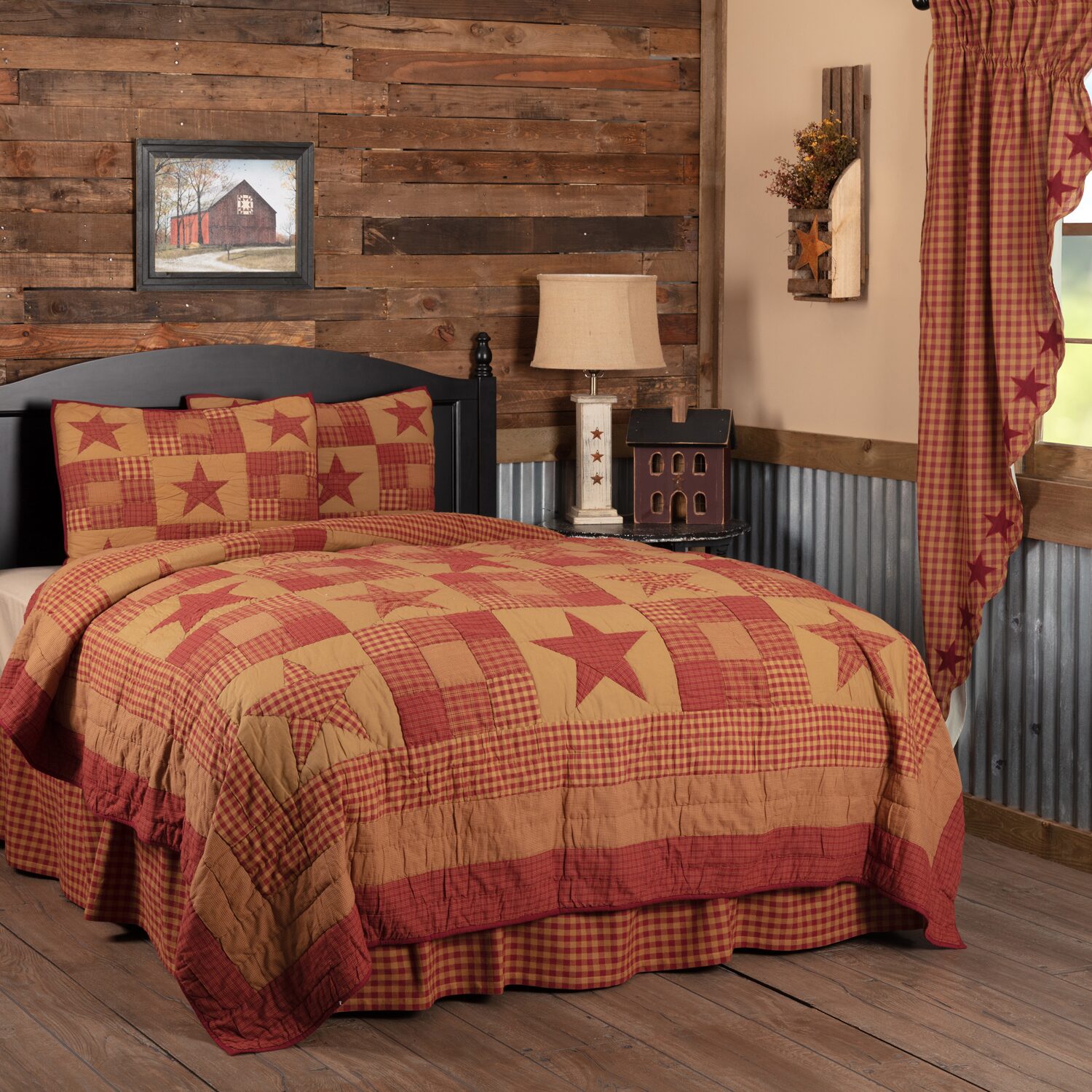 VHC Brands Ninepatch Star Reversible Quilt Set