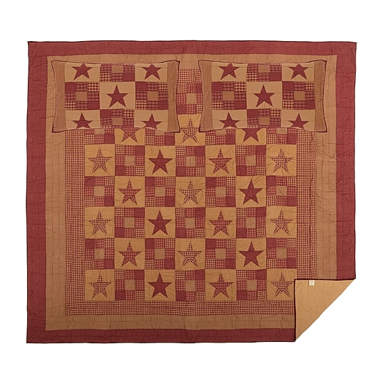 VHC Brands Ninepatch Star Reversible Quilt Set