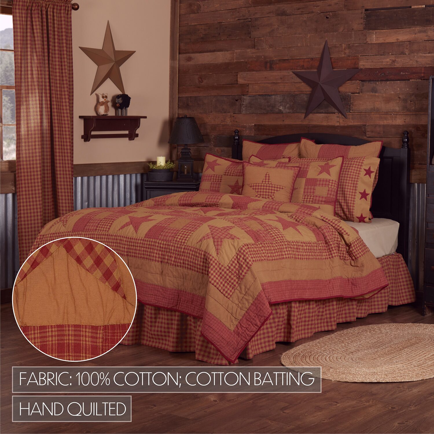 VHC Brands Ninepatch Star Reversible Quilt Set