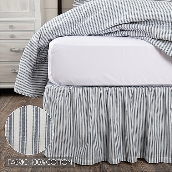 VHC Brands Sawyer Mill Stripe 16" Bed Skirt