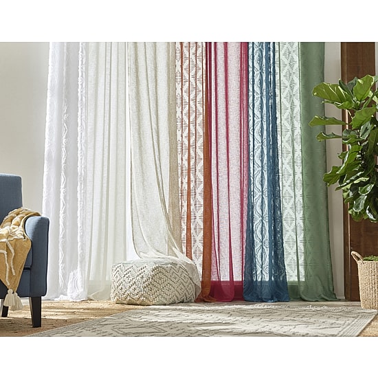 Distant Lands Fiji Solid Grommet Top Sheer Single Curtain Panel